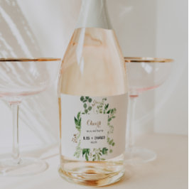 Elegant Eucalyptus Bröllop mousserande Vin-etikett