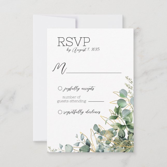 Elegant Eucalyptus Bröllop OSA Card (Framsida)