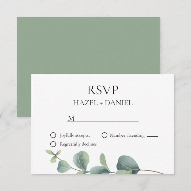 Elegant Eucalyptus Bröllop OSA Kort (Fram/baksida)