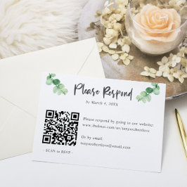 Elegant Eucalyptus bröllop OSA QR Kod Online Kort