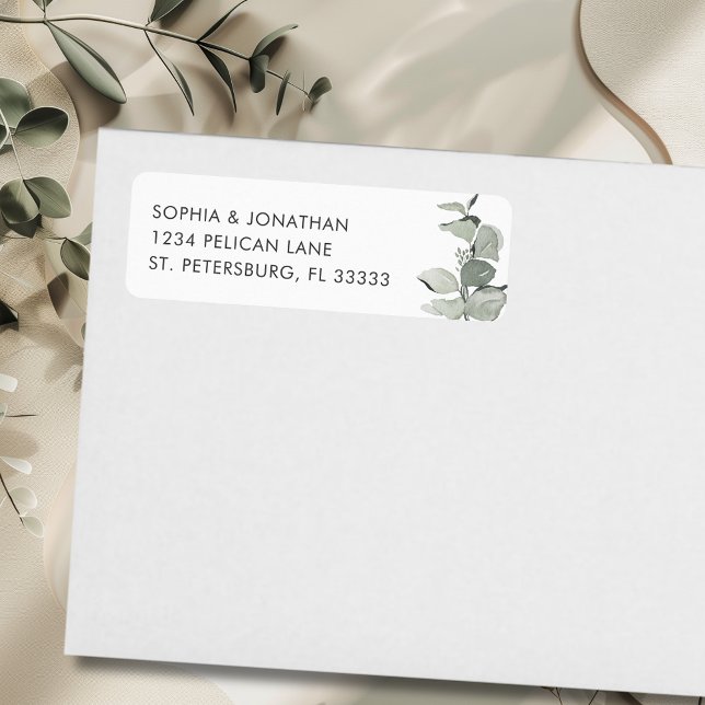 Elegant Eucalyptus Bröllop Returadress Returadress Etikett (Elegant Eucalyptus Wedding Return Address Label)