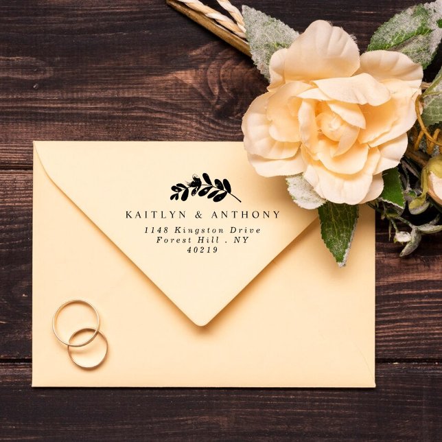 Elegant Eucalyptus Bröllop Självfärgande Stämpel (Skapare uppladdad)