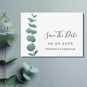 Elegant Eucalyptus Bröllop spara datum Inbjudningar