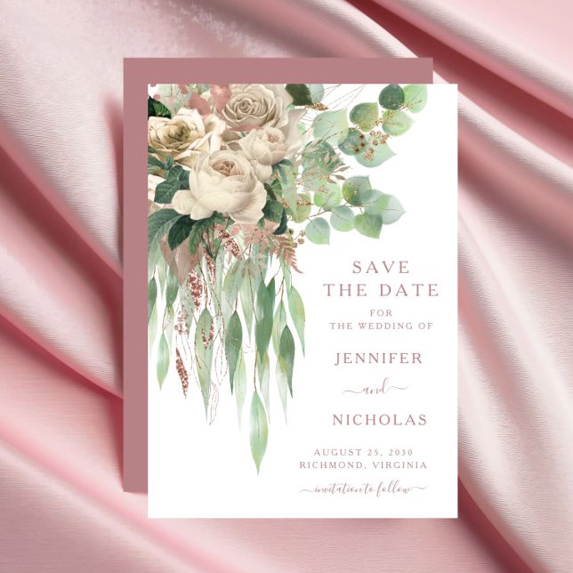 Elegant Eucalyptus Bröllop Spara Datumet (Elegant Eucalyptus Wedding Save The Date)