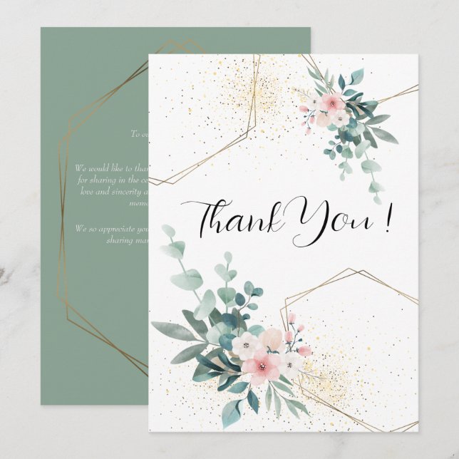 Elegant Eucalyptus Bröllop - tackkort Tack Kort (Fram/baksida)