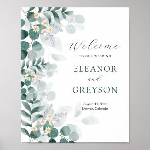 Elegant eucalyptus bröllop välkommen poster