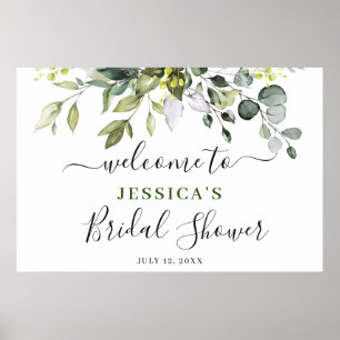 Elegant Eucalyptus BRÖLLUPSKVÄLL Välkomstskylt Poster