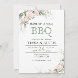 Elegant Eucalyptus Budget BBQ-Förlovningsfest Inbjudningar