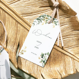 Elegant Eucalyptus Calligraphy Bröllop Presentetikett