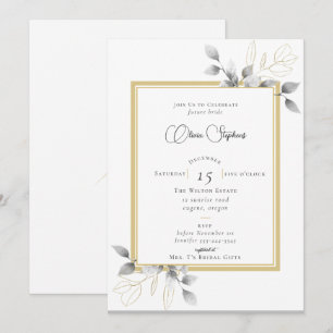 Elegant Eucalyptus Calligraphy Guld Möhippa Inbjudningar