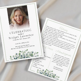 Elegant Eucalyptus Celebrating Life Of - Funeral Program