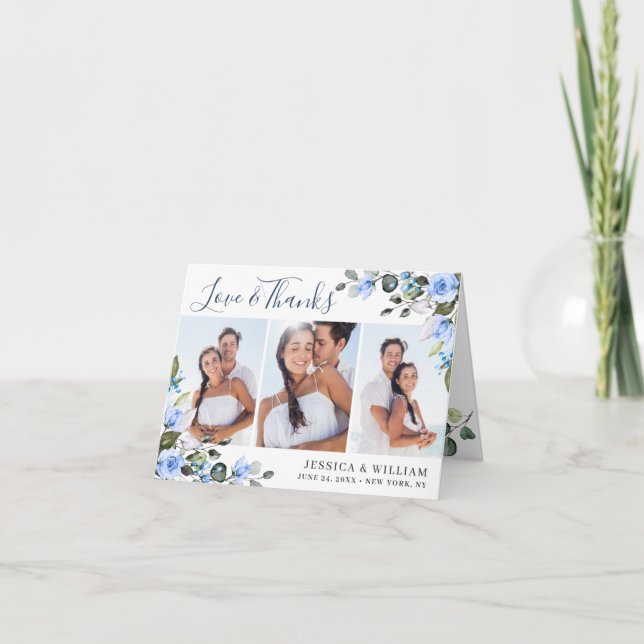 Elegant Eucalyptus Dusty Blue Ro Simple 3 PHOTO Tack Kort (Framsida)