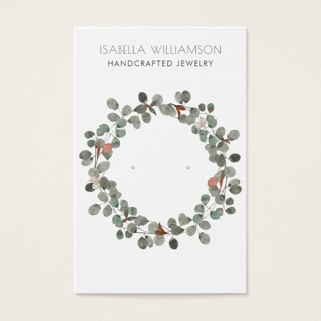 Elegant Eucalyptus Earring Jewelry Visning Cards Visitkort (Framsida)
