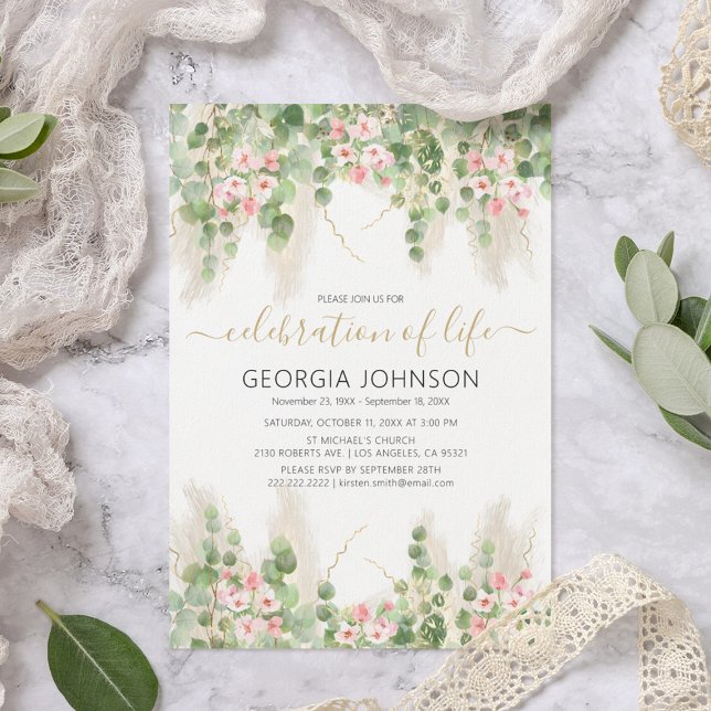 Elegant Eucalyptus Firande i Life | Memorial Inbjudningar (Skapare uppladdad)