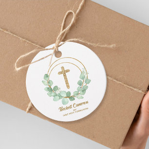 Elegant Eucalyptus First Communion Gåvor Etiketter