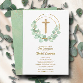 Elegant Eucalyptus First Communion Inbjudningar