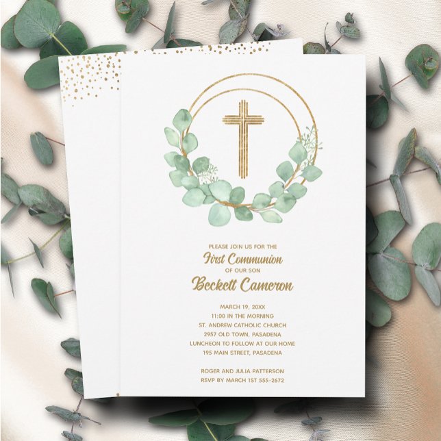 Elegant Eucalyptus First Communion Kor Inbjudningar (Skapare uppladdad)