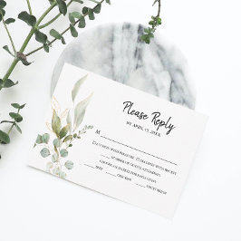 Elegant Eucalyptus Foliage Bröllop OSA Kort
