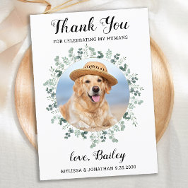 Elegant Eucalyptus Foliage Pet Photo Hund Bröllop Tack Kort