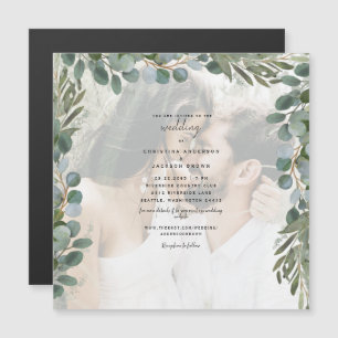 Elegant Eucalyptus Foliage Photo Bröllop Magnetisk Inbjudningskort