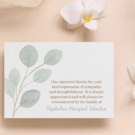 Elegant Eucalyptus Funeral Tack Bereavement Kort