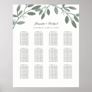 Elegant Eucalyptus Garden Wedding Sittschema Poster