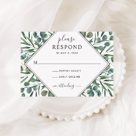 Elegant Eucalyptus Geometric Greenery Bröllop OSA Kort