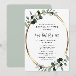 Elegant Eucalyptus Gold Foil Möhippa Inbjudningar