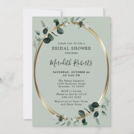 Elegant Eucalyptus Gold Foil Sage Möhippa Inbjudningar