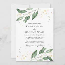 Elegant Eucalyptus Gold Wedding Invitation Inbjudningar