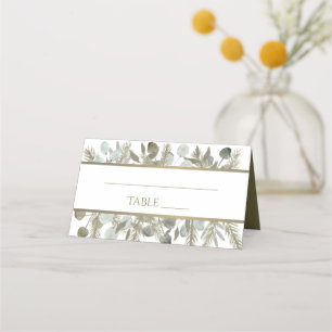 Elegant Eucalyptus & Gräs Sage Grönt Guld Bröllop Placeringskort