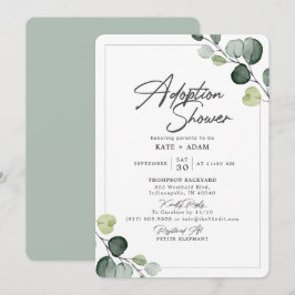 Elegant Eucalyptus Greenery Adoption Baby Shower Inbjudningar