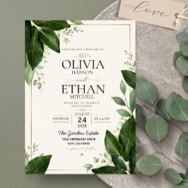 Elegant Eucalyptus Greenery and Gold Accents Inbjudningar