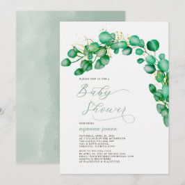 Elegant Eucalyptus Greenery Baby Shower Inbjudningar