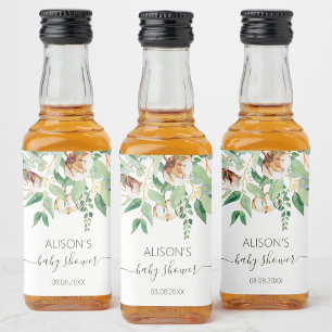 Elegant Eucalyptus Greenery Baby Shower Mini Spritflaskor Etikett