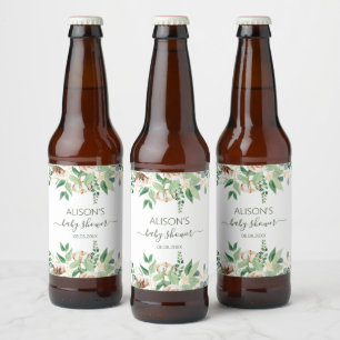 Elegant Eucalyptus Greenery Baby Shower Ölflaska Etikett