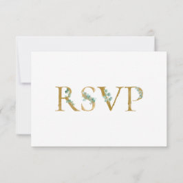 Elegant Eucalyptus Greenery Black Script Bröllop OSA Kort