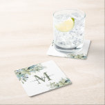 Elegant Eucalyptus Greenery Blommigt Monogram Underlägg Papper Kvadrat<br><div class="desc">Elegant Eucalyptus Botaniska Blommigten Monogram Papper Underlägg med vår vackra eukalyptus grönt och dammiga blå greer och modern typografi. Enkel att anpassa med din information för en enkel elegant familj namn underlägg. Kontakta oss på cedarandstring@gmail.com om du behöver hjälp med designen eller matchande produkter.</div>