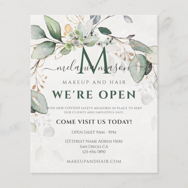 Elegant Eucalyptus Greenery Botanical Flygblad (Framsidan)