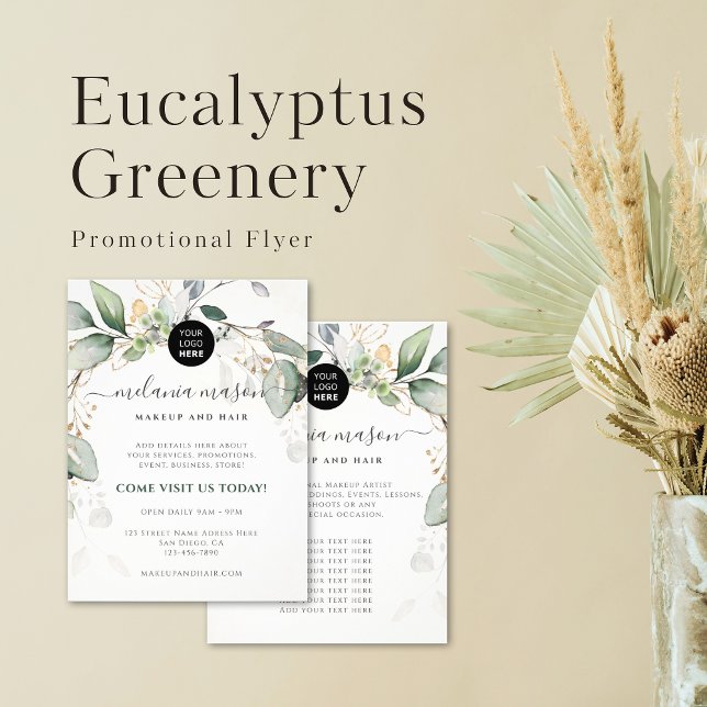Elegant Eucalyptus Greenery Botanical Promotional Reklamblad (Skapare uppladdad)