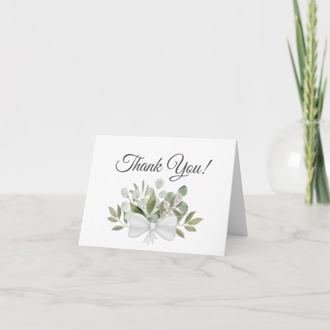 Elegant Eucalyptus Greenery Bouquet Bröllop Photo Tack Kort (Framsida)