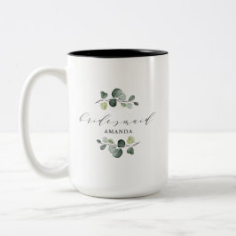Elegant Eucalyptus Greenery Bridesmaid Gift Två-Tonad Mugg