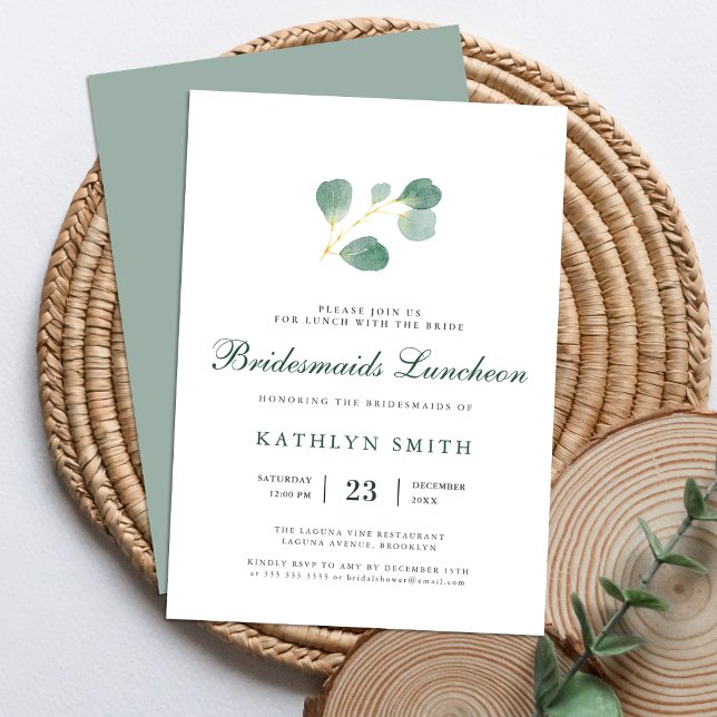Elegant Eucalyptus Greenery Bridesmaids Luncheon Inbjudningar (Skapare uppladdad)