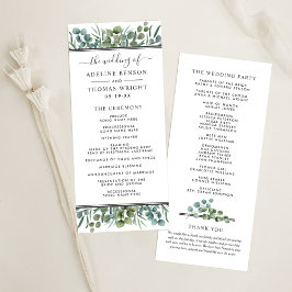 Elegant Eucalyptus Greenery Bröllop Ceremony Program