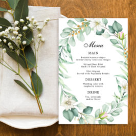 Elegant Eucalyptus Greenery Bröllop Dinner Menu
