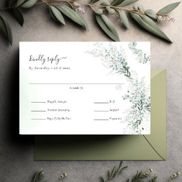 Elegant Eucalyptus Greenery Bröllop Meal Choice OSA Kort