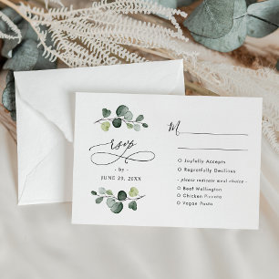 Elegant Eucalyptus Greenery Bröllop Meal Options OSA Kort