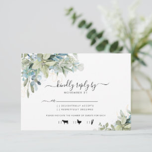 Elegant Eucalyptus Greenery Bröllop Menu OSA Kort