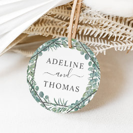 Elegant Eucalyptus Greenery Bröllop Monogram Gåvor Etiketter