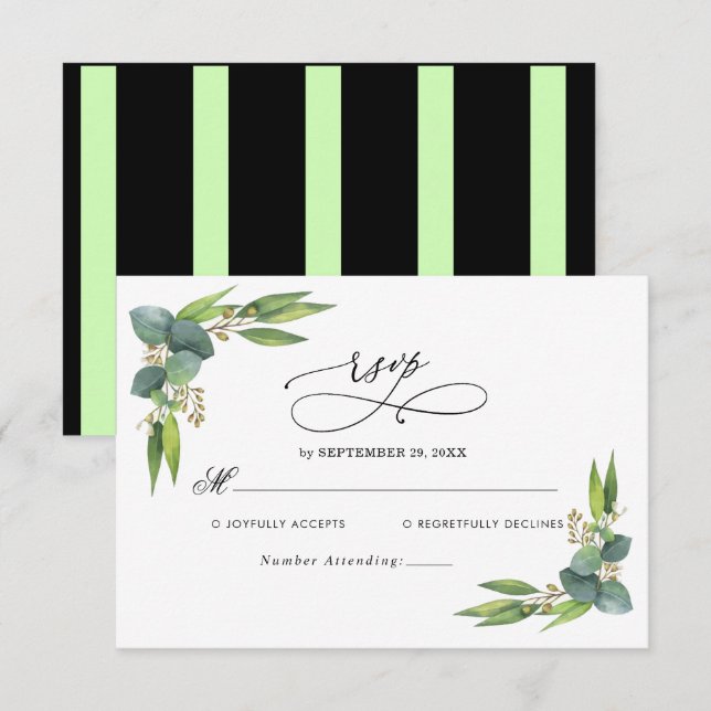 Elegant Eucalyptus greenery Bröllop OSA Card Kort (Fram/baksida)